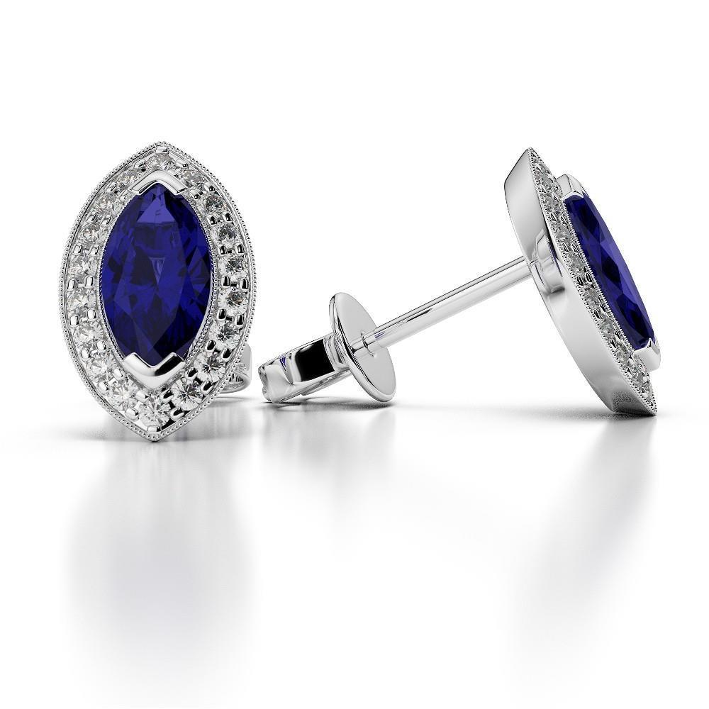 3.50 CT Prong Set Sri Lanka Sapphire Diamonds Stud Earrings