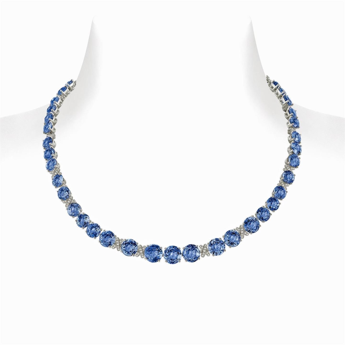 Picture of Harry Chad Enterprises 61540 Sri Lanka Blue Sapphire Diamonds 39.25 CT Necklace&#44; 14K Gold