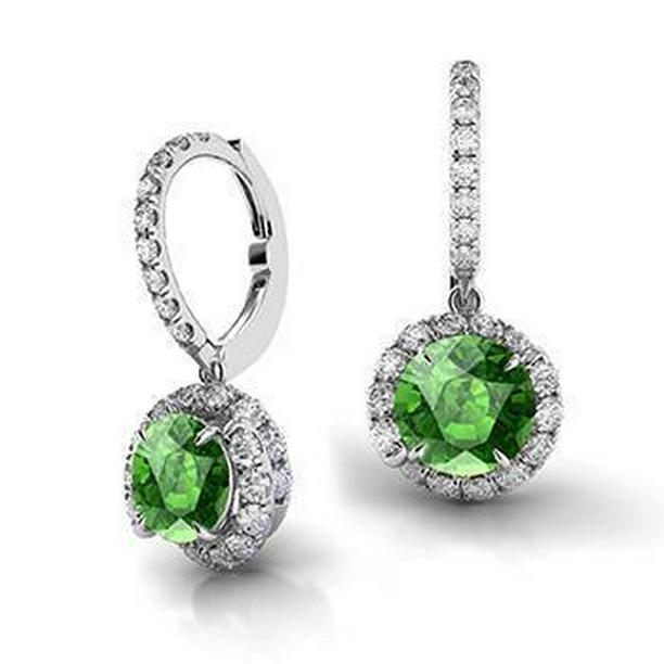 10.50 CT Tourmaline & Diamond Hoop Dangle Earring, 14K White Gold