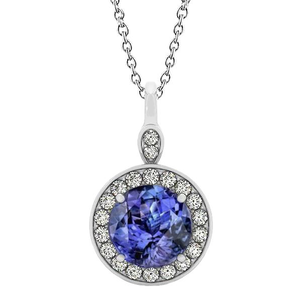 Picture of Harry Chad Enterprises 62144 4.20 CT Brilliant Cut Tanzanite & Diamonds Pendant Necklace