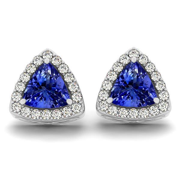 4.50 CT Prong Set Tanzanite & Diamond Lady Halo Stud Earrings