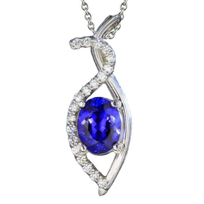 62197 2.25 CT Tanzanite & Diamonds Pendant Necklace, 14K White Gold -  Harry Chad Enterprises