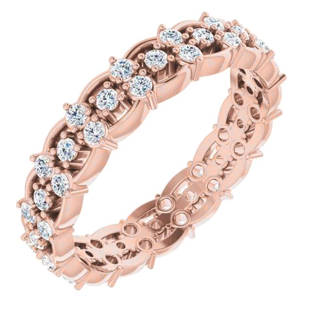 62819 1.50 CT Round Diamond Eternity Wedding Band, Rose Gold - Size 6.5