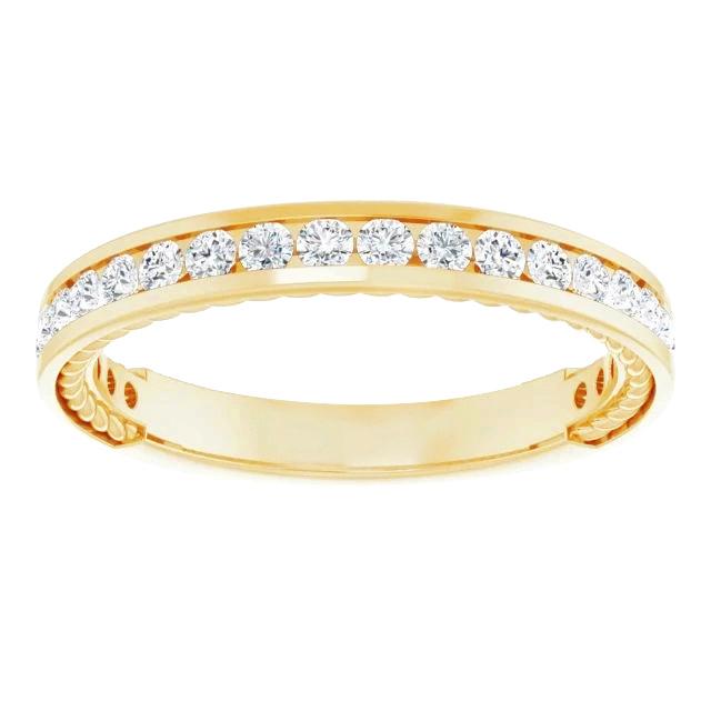 0.60 CT Bar Setting Diamond Wedding Band, Yellow Gold - Size 6.5