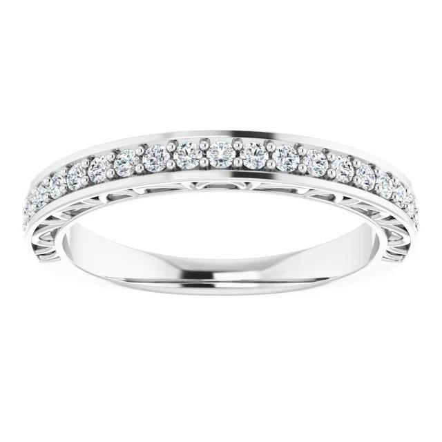62822 1.10 CT Prong Setting Diamond Wedding Band, White Gold - Size 6.5