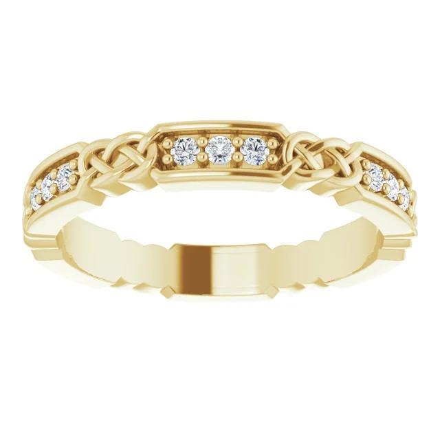 62823 1.80 CT Vintage Style Diamond Wedding Band, 14K Yellow Gold - Size 6.5
