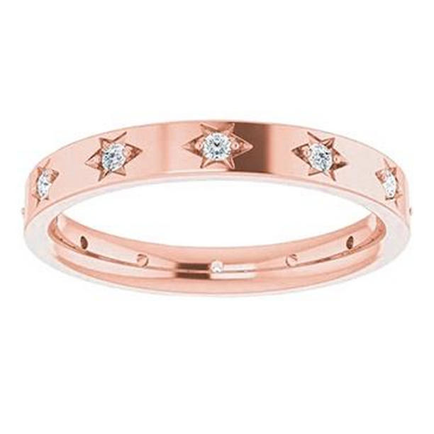 0.36 CT Diamond Wedding Eternity Band, 14K Rose Gold - Size 6.5