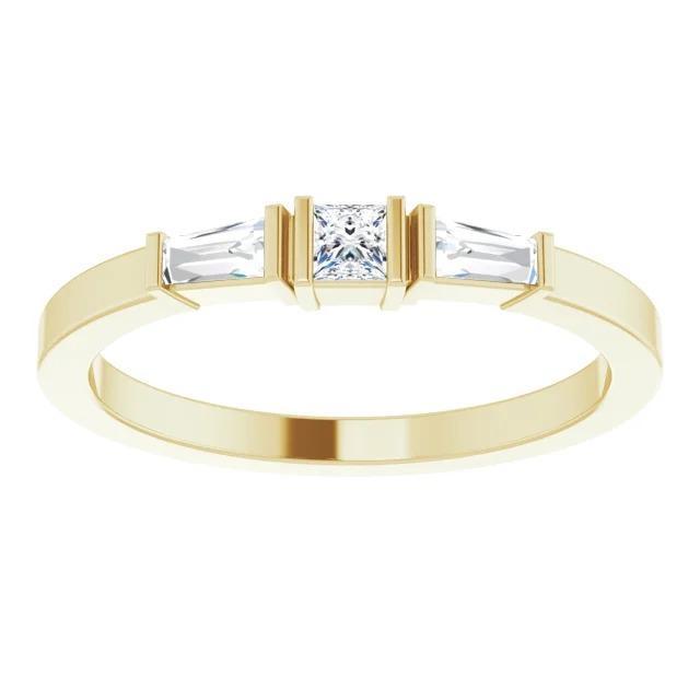 Picture of Harry Chad Enterprises 62826 3 Stone 1.10 CT Princess & Baguette Diamonds Ring&#44; 14K Yellow Gold - Size 6.5