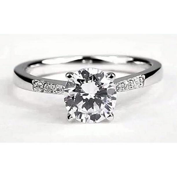 Picture of Harry Chad Enterprises 62842 1.75 CT Round Diamond Engagement Ring, 14K White Gold - Size 6.5