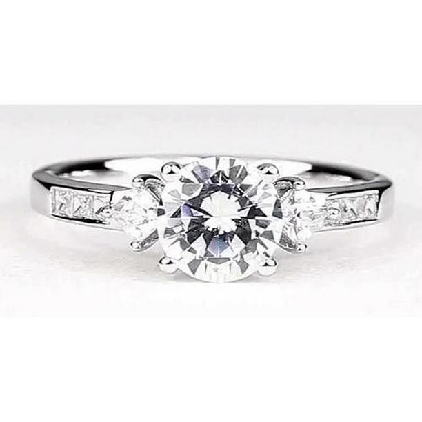 2 CT Round Diamond 14K White Gold Vs1 F Engagement Ring, Size 6.5