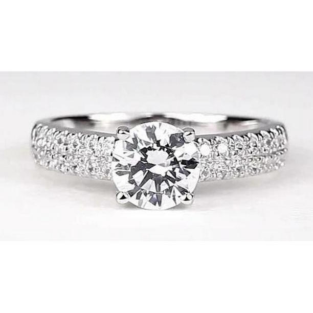 62860 2.25 CT Pave Set Round 14K White Gold Diamond Ring, Size 6.5