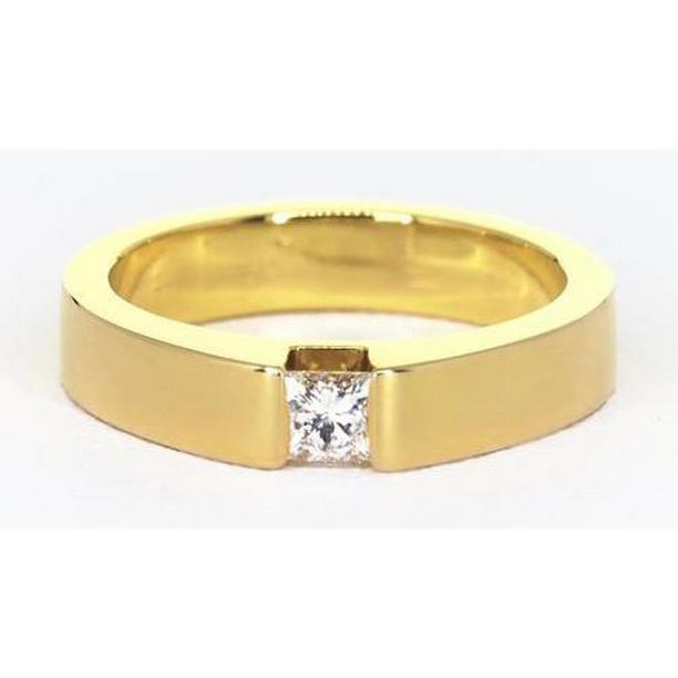Picture of Harry Chad Enterprises 62871 0.75 CT Princess Cut Diamond Tension Set Mens Ring&#44; Yellow Gold - Size 8