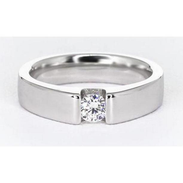 Picture of Harry Chad Enterprises 62872 1 CT Tension Set Diamond Mens Ring&#44; 14K White Gold - Size 8