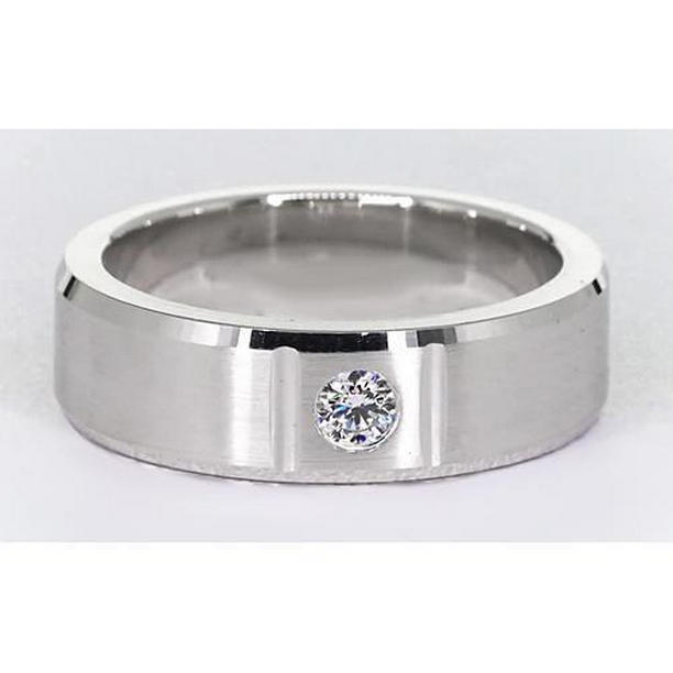 Picture of Harry Chad Enterprises 62877 0.50 CT Round Brushed Finish 14K White Gold Vs1 F Mens Ring&#44; Size 8
