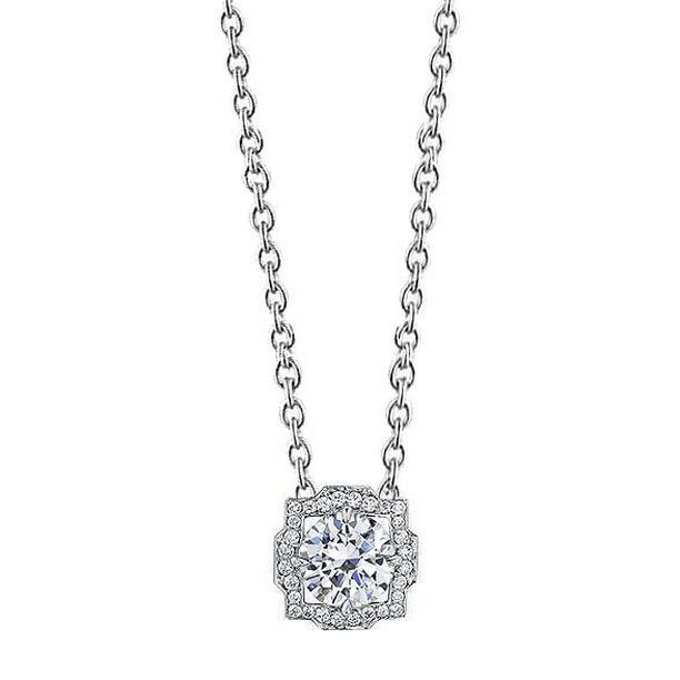 63629 Round Cut 1.53 CT Diamonds Pendant Necklace, 14K White Gold