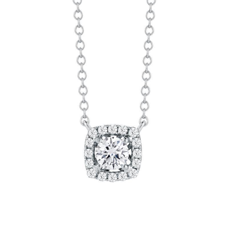 63634 1.40 CT Round Diamonds Pendant Necklace with Chain, 14K White Gold