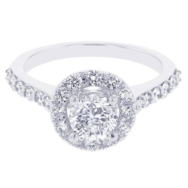 63635 Solitaire with Accents 2.10 CT Diamond Halo Ring, Size 6.5