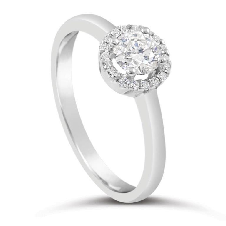 63640 1.65 CT Diamonds Wedding Halo Ring, White Gold - Size 6.5