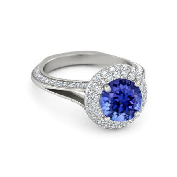 63668 14K White Gold 3.75 CT Tanzanite with Diamonds Ring, Size 6.5