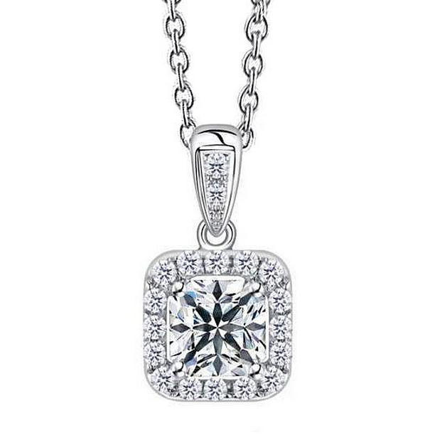 63684 Sparkling 2.10 CT Diamond Pendant Necklace, 14K White Gold