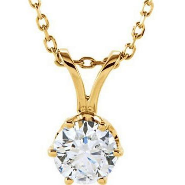 Picture of Harry Chad Enterprises 63688 2.75 CT Solitaire Round Diamond Pendant Necklace&#44; 14K Yellow Gold