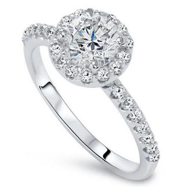 Picture of Harry Chad Enterprises 63691 2.20 CT Diamond Halo Engagement Ring, 14K White Gold - Size 6.5
