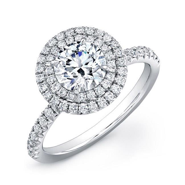 63695 2.80 CT Halo Diamond Ring, 14K White Gold - Size 6.5