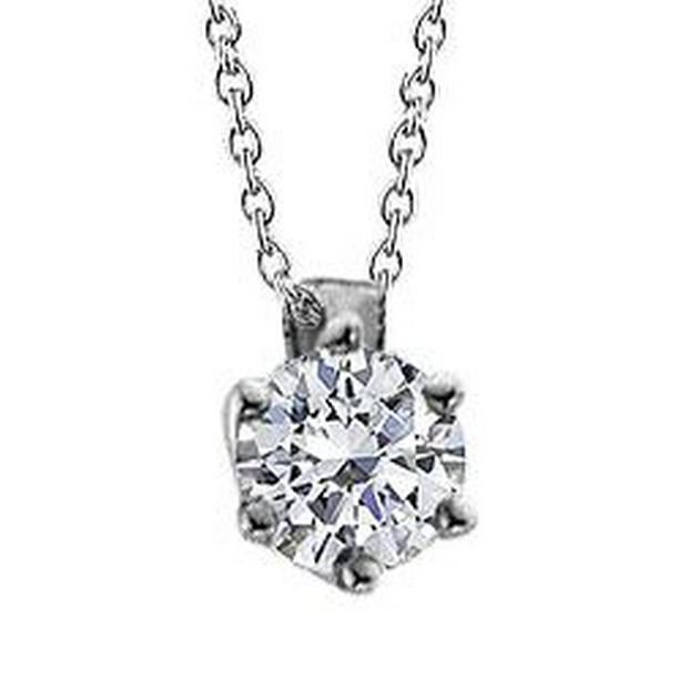 64314 1 CT Round Diamond Necklace Pendant, 14K White Gold