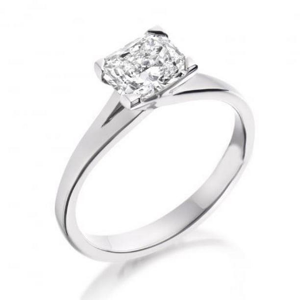 64318 Radiant Cut 1.50 CT Solitaire Diamond Wedding Ring, 14K White Gold - Size 6.5
