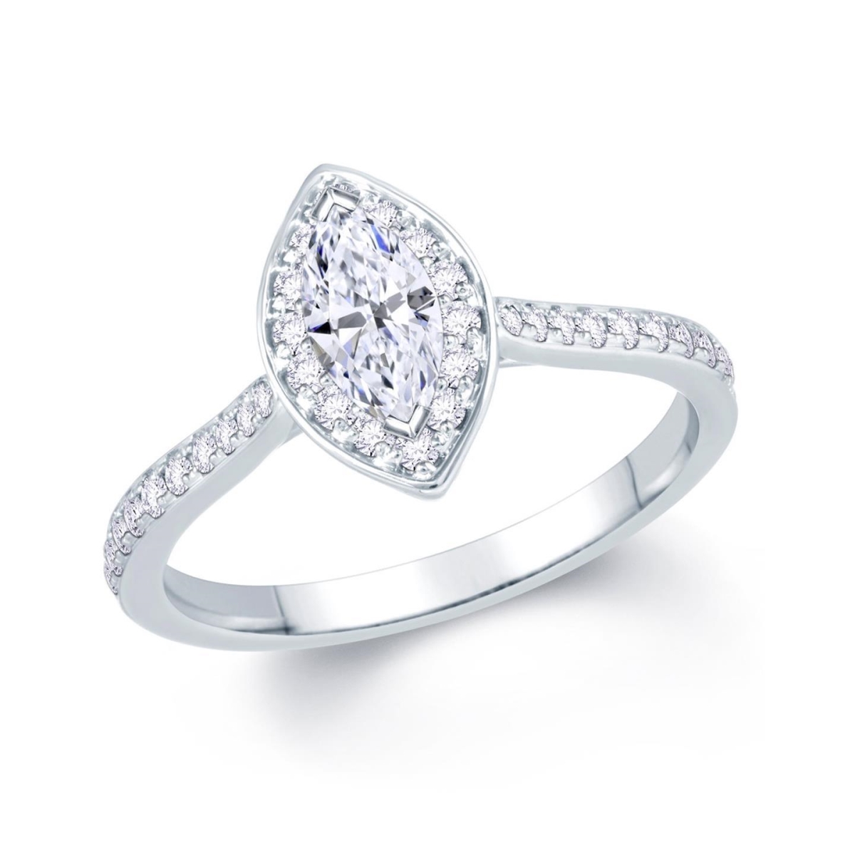 64340 2 CT Marquise & Round Diamond Halo Ring, Size 6.5
