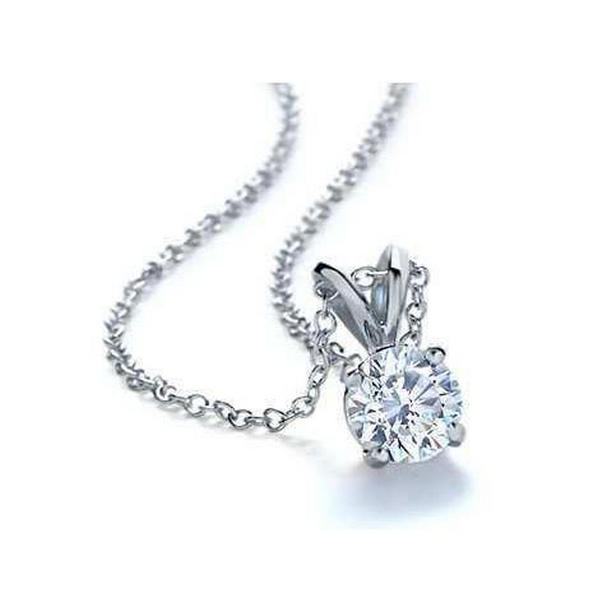64352 1 CT Round Cut Diamond Ladies Necklace Pendant, 14K White Gold
