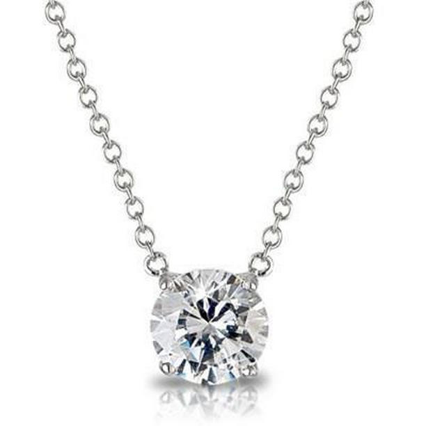 64353 1.5 CT Round Solitaire Diamond White Gold Necklace Pendant