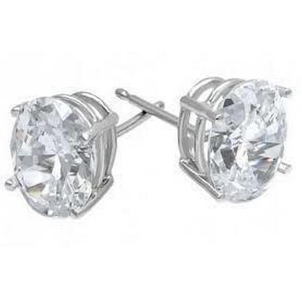 64940 Sparkling Round Cut Pair 2 CT White Gold Diamond Stud Earring