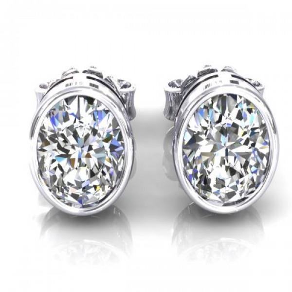 64946 Bezel Set Round Cut Diamond 2.5 CT Womens Stud Earring, White Gold -  Harry Chad Enterprises