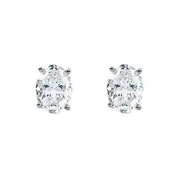 64949 2 CT Oval Cut Diamond Stud Womens Earring, 14K White Gold