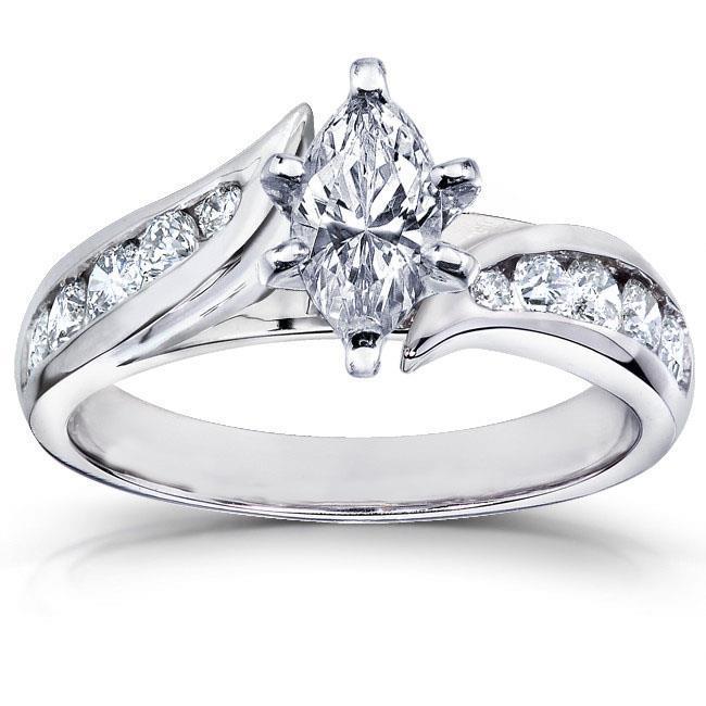 2.50 CT Diamond Solitaire Ring with Accent, 14K White Gold - Size 6.5