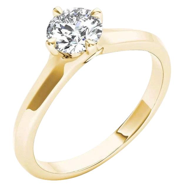 Picture of Harry Chad Enterprises 64953 Solitaire 1.50 CT Round Diamond Anniversary Ring&#44; 14K Yellow Gold - Size 6.5