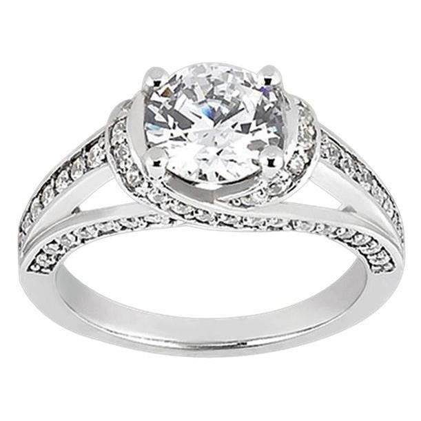 6496 2.01 CT Diamond Anniversary Solitaire Ring with Accents, 14K White Gold - Size 6.5