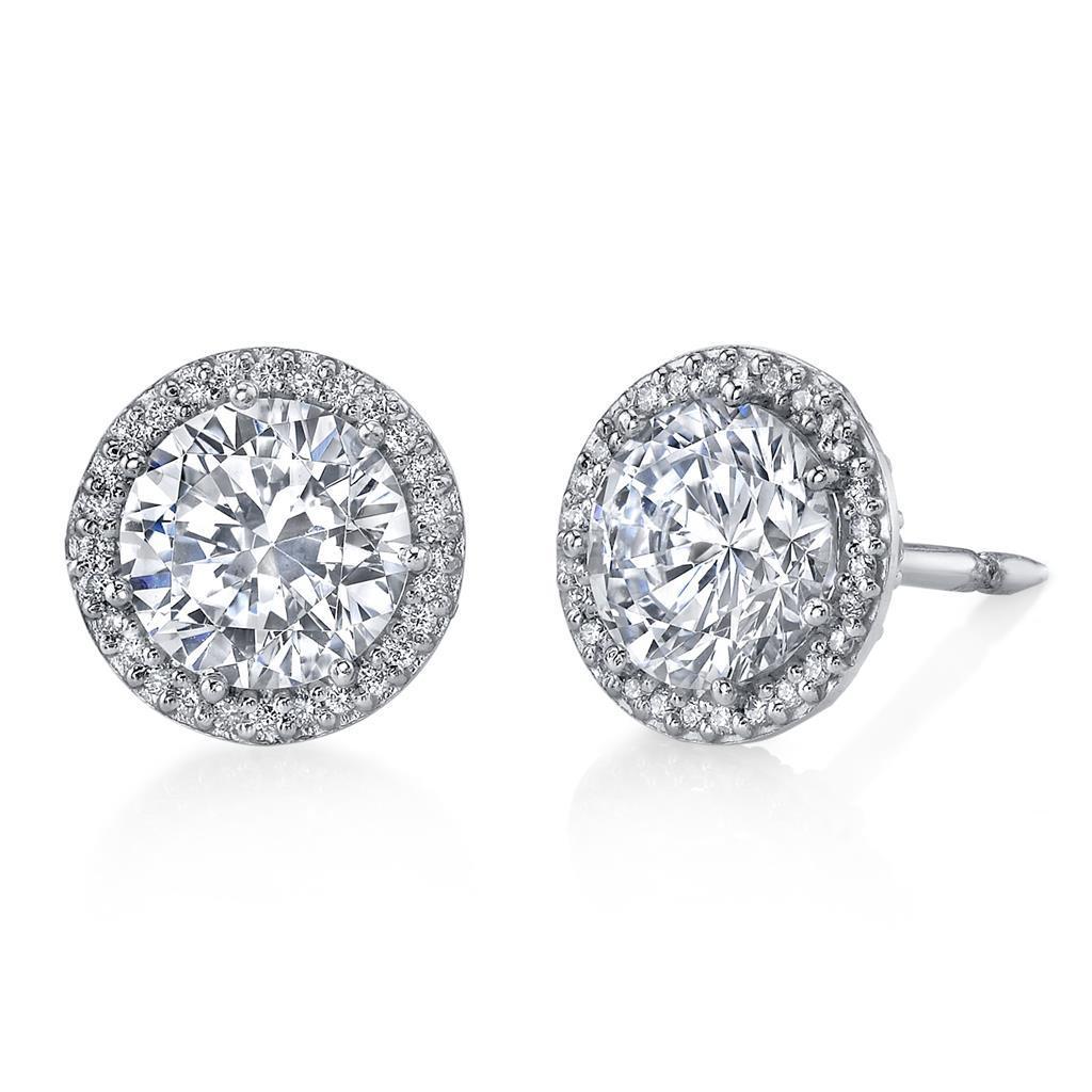 65002 Round Diamond 2.56 CT 14K White Gold Fine Halo Stud Earrings