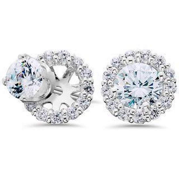 65009 4 CT Sparkling Brilliant Cut Diamonds Ladies Stud Halo Earrings
