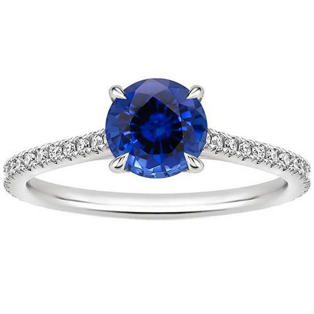 Picture of Harry Chad Enterprises 65791 2.50 CT Womens Diamond Accented Round Ceylon Sapphire Ring&#44; Gold - Size 6.5
