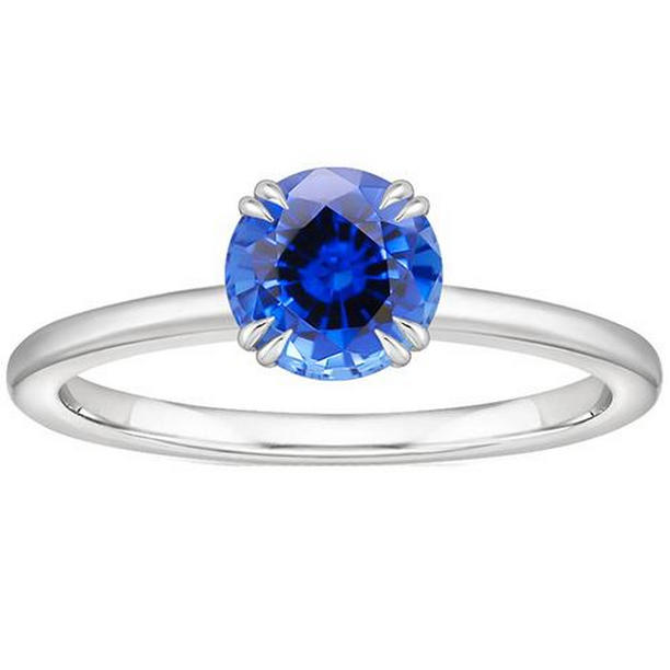 Picture of Harry Chad Enterprises 65807 Womens 2 CT White Gold Solitaire Blue Sapphire Engagement Ring&#44; Size 6.5