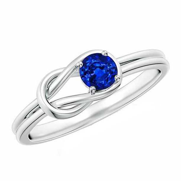 65839 2 CT White Gold Split Shank Blue Sapphire Solitaire Ring, Size 6.5