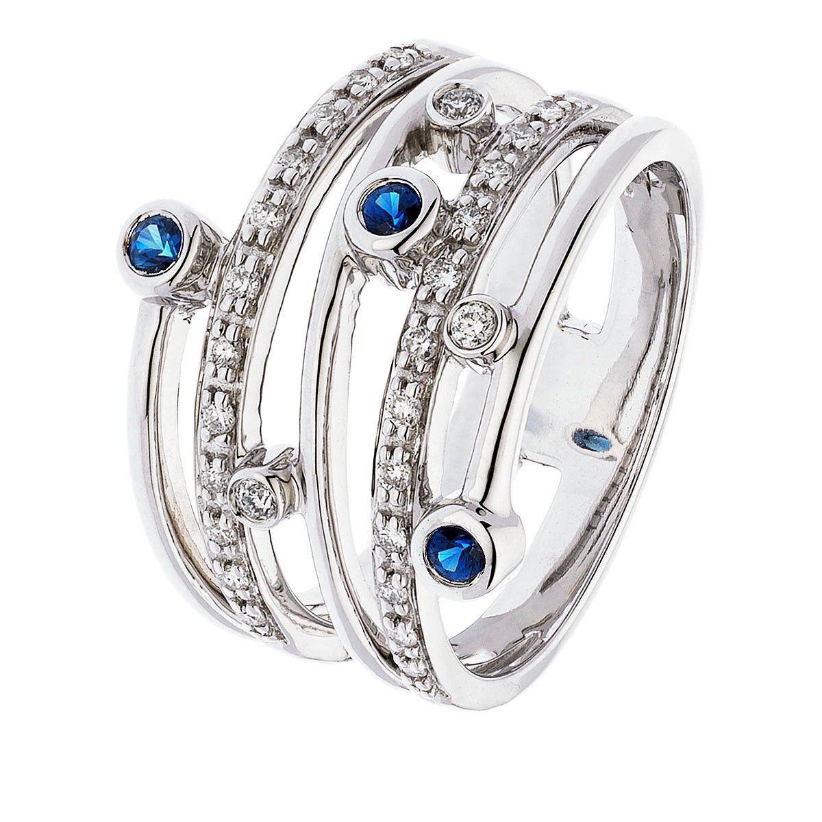 65851 1 CT Round Blue Ceylon Sapphires Diamond Anniversary Band Bezel Set Size 65