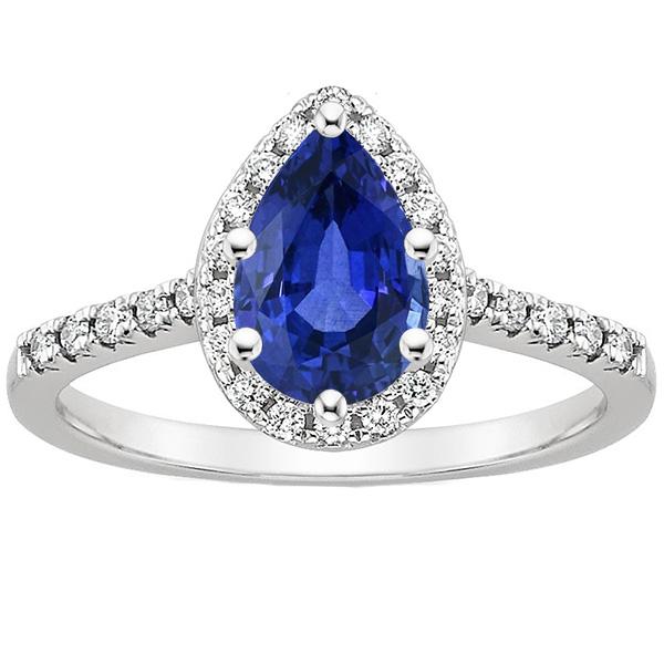 Picture of Harry Chad Enterprises 66275 5.25 CT Womens Halo Pear Blue Sapphire & Accents Diamond Ring&#44; Size 6.5
