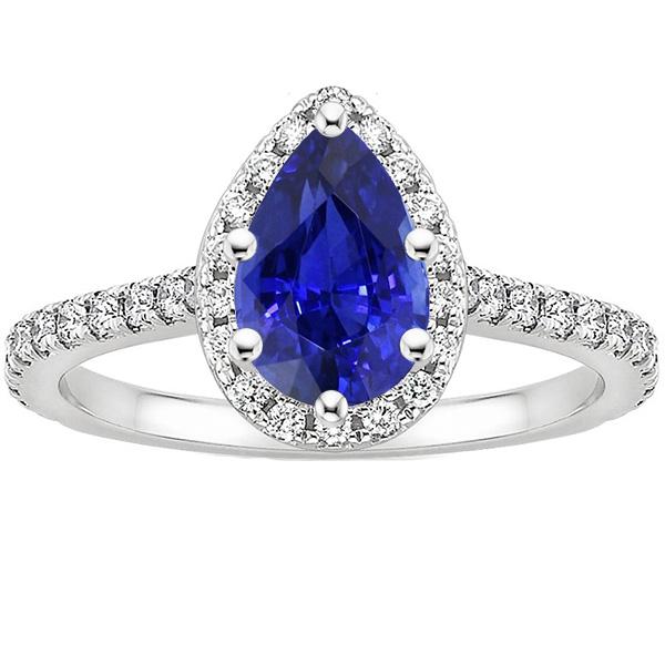 Picture of Harry Chad Enterprises 66298 5.50 CT Blue Sapphire Halo White Gold Accents Engagement Ring&#44; Size 6.5