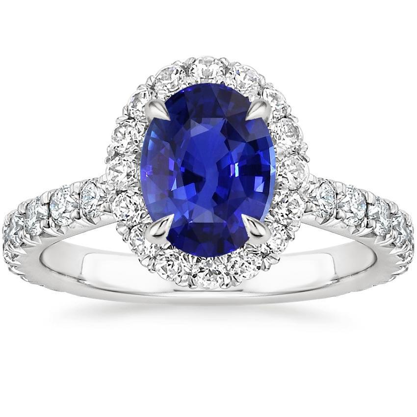 Picture of Harry Chad Enterprises 66768 5.50 CT Ladies Halo Sri Lankan Sapphire & Pave Set Diamond Ring&#44; Size 6.5