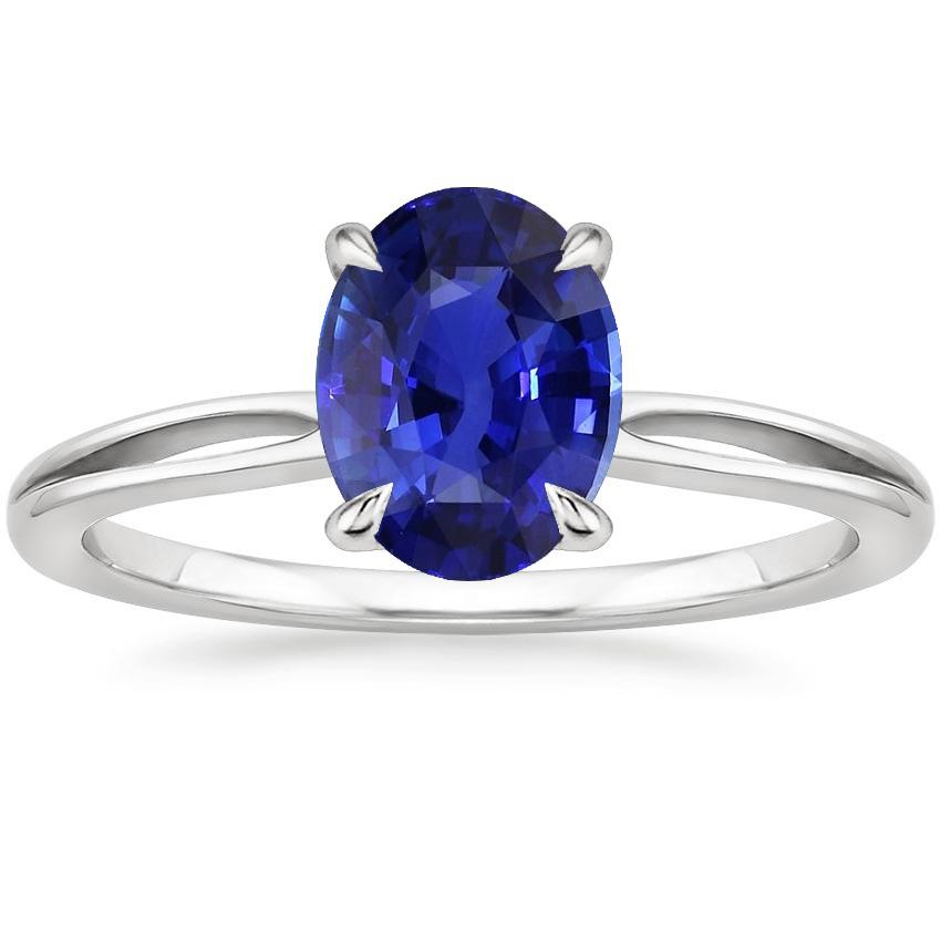 Solitaire Oval Ceylon Sapphire 2.50 CT Split Shank Wedding Ring, Size 6.5