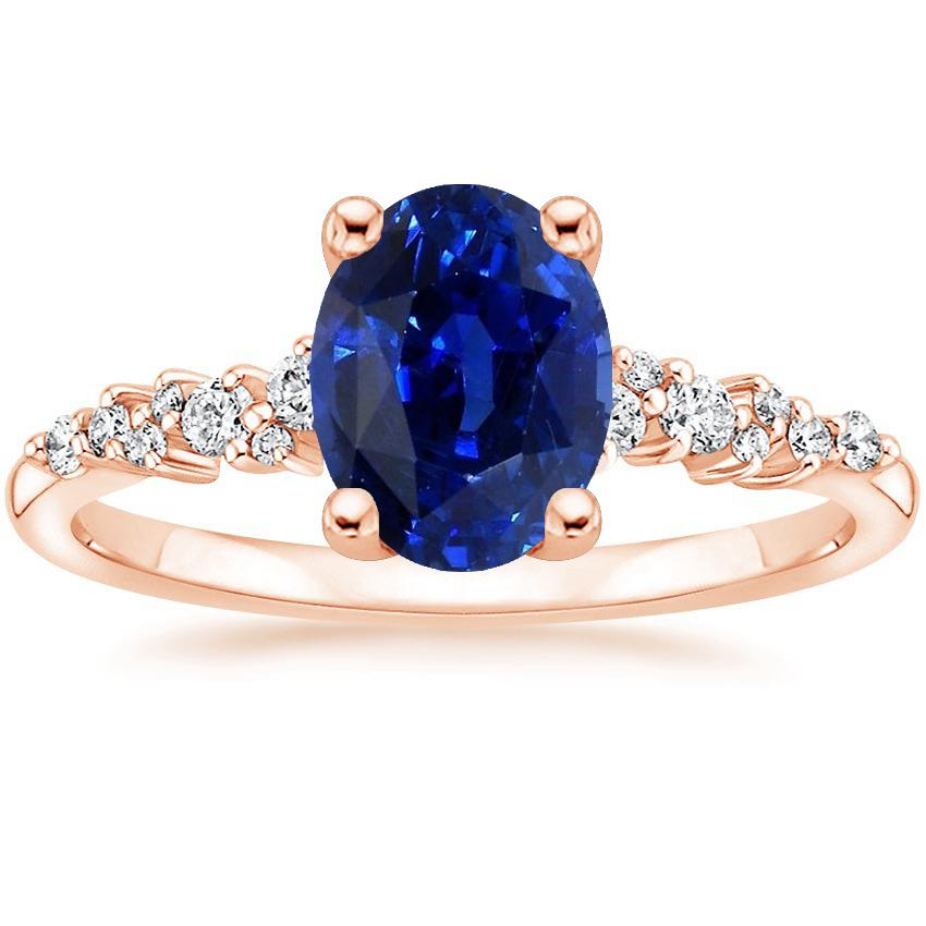 66781 4 CT Gemstone Solitaire with Diamond Accents Blue Sapphire Ring, Size 6.5