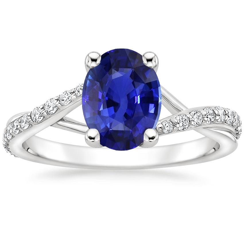 66784 3 CT Ladies Diamond Oval Ceylon Sapphire Gold Gemstone Ring, Size 6.5